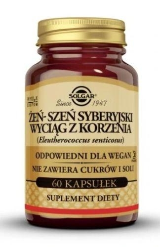 Zdjęcie SOLGAR Żeń-szeń syberyjski wyciąg z korzenia, 60 kaps.