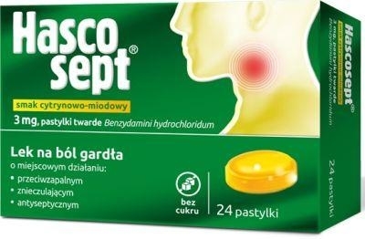 Zdjęcie Hascosept smak cytrynowo-miodowy pastylki, 24 past.