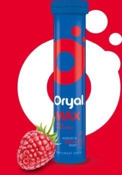 Zdjęcie Oryal MAX tabletki musujące Malina, 15 tabletek