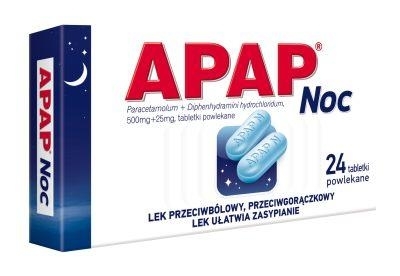 Zdjęcie APAP Noc 500 mg + 25 mg 24 tabletki