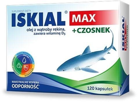 Zdjęcie Iskial Max + Czosnek, Olej z wątrąby rekina, 120 kapsułek